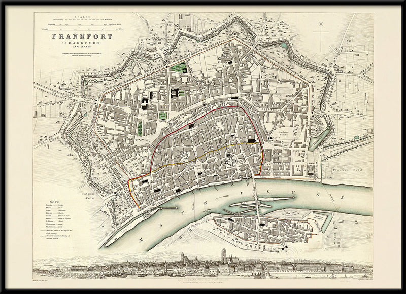 Vintage city Map of Frankfurt am Main