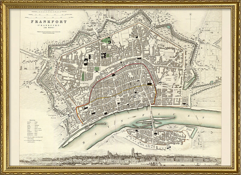 Vintage city Map of Frankfurt am Main