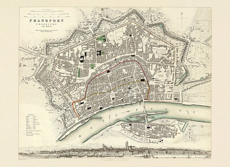 Vintage city Map of Frankfurt am Main