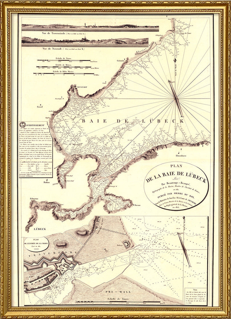 Vintage Nautical Chart of the Bay of Lübeck