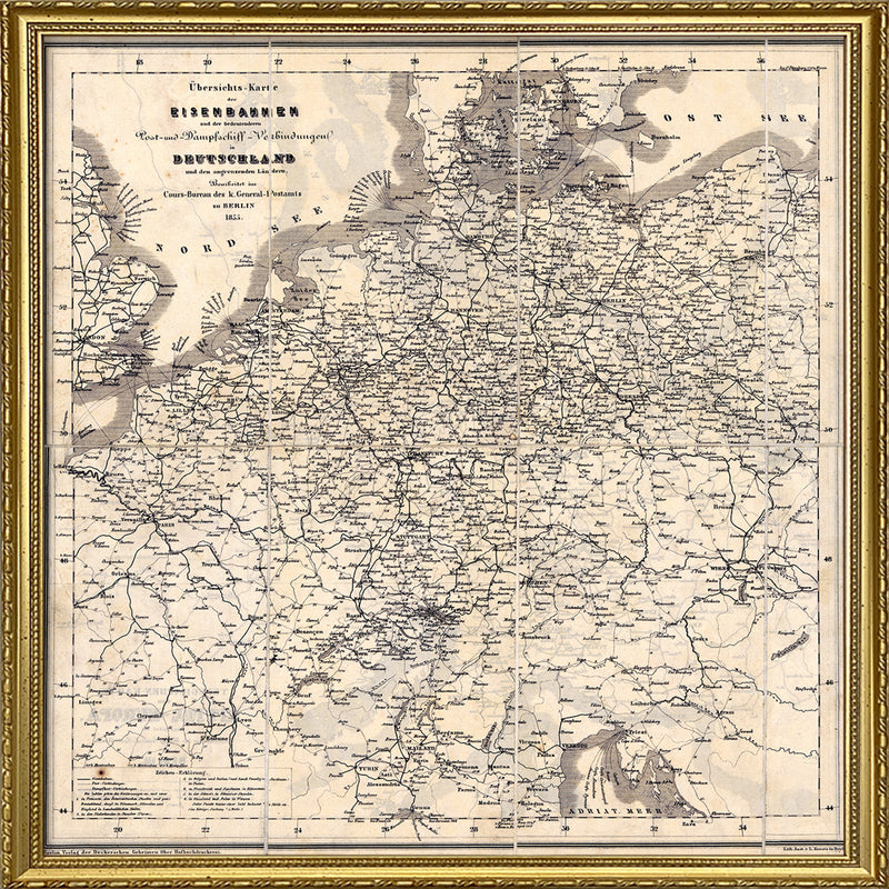 Vintage Map of Germany's Railroads