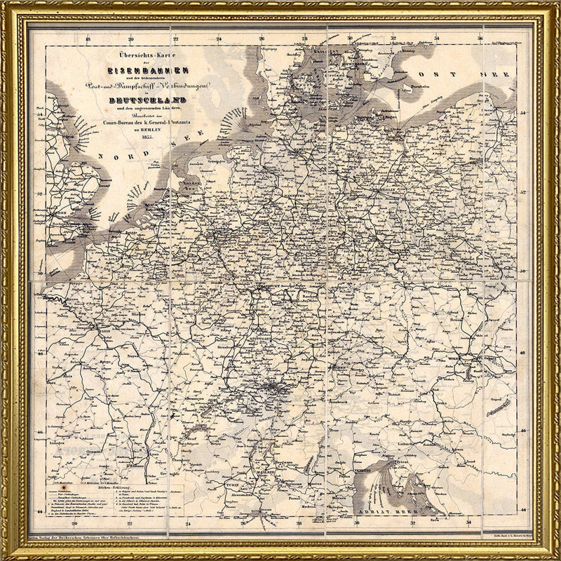 Vintage Map of Germany's Railroads