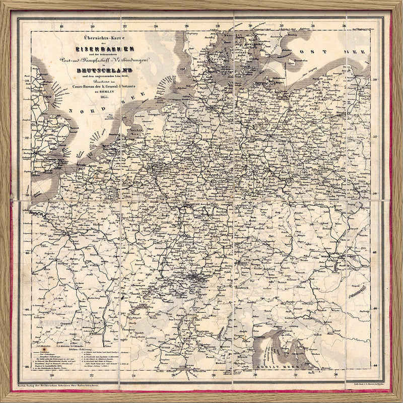 Vintage Map of Germany's Railroads