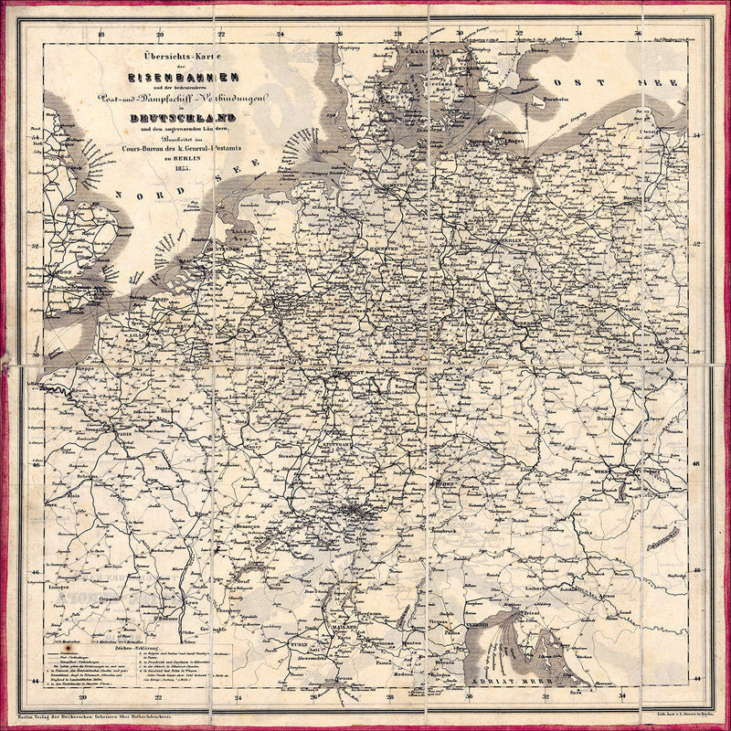 Vintage Map of Germany's Railroads