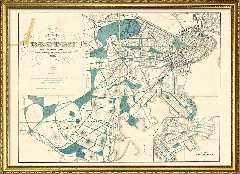Vintage Map of Boston