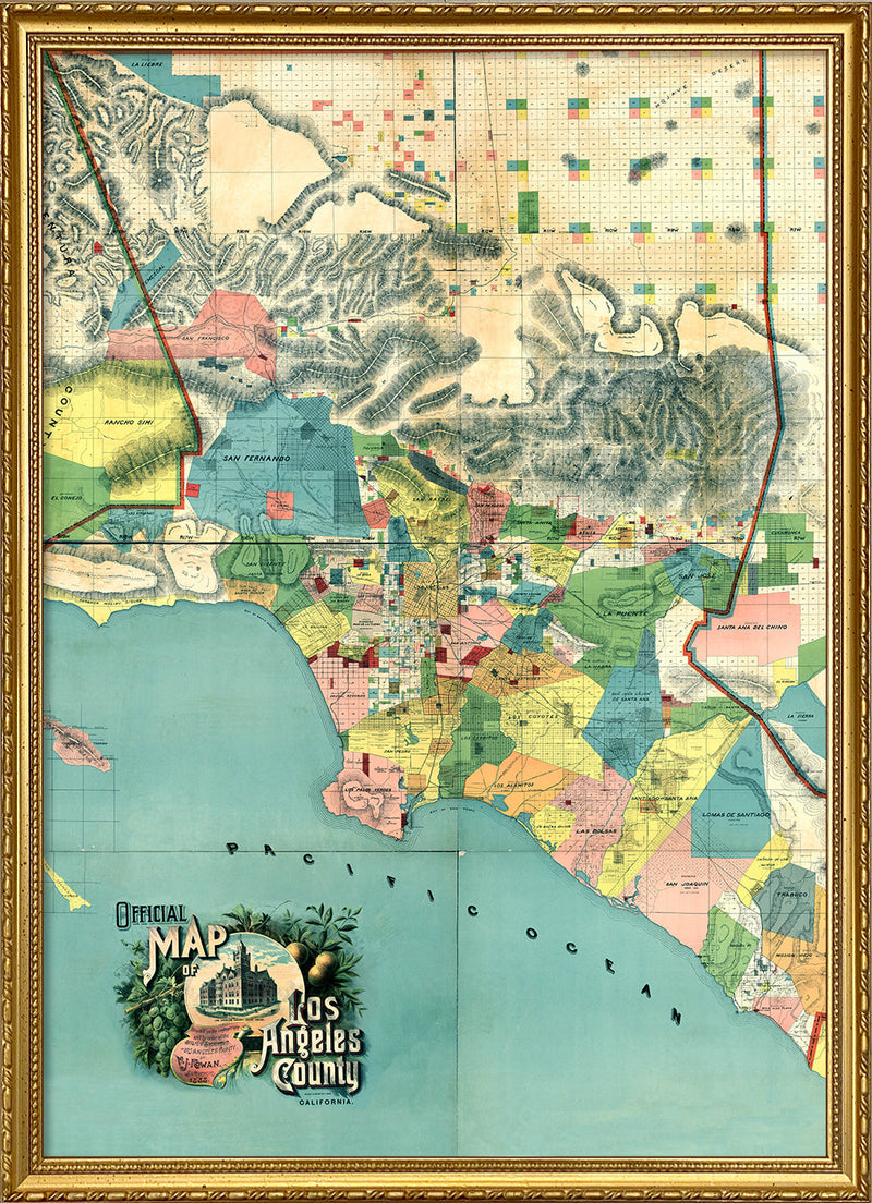 Vintage Map of Los Angeles County