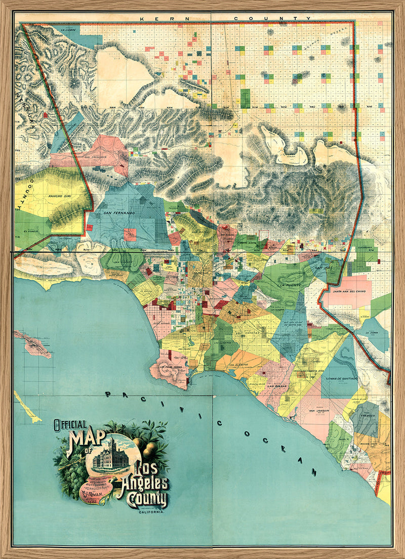 Vintage Map of Los Angeles County