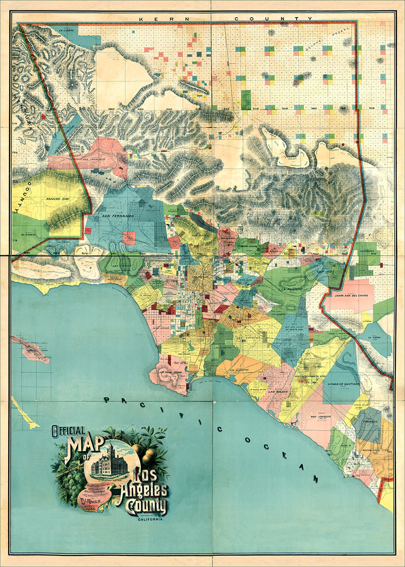 Vintage Map of Los Angeles County