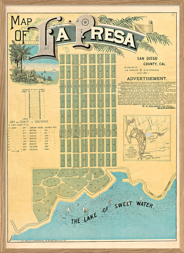 Vintage City Map of La Presa, San Diego County