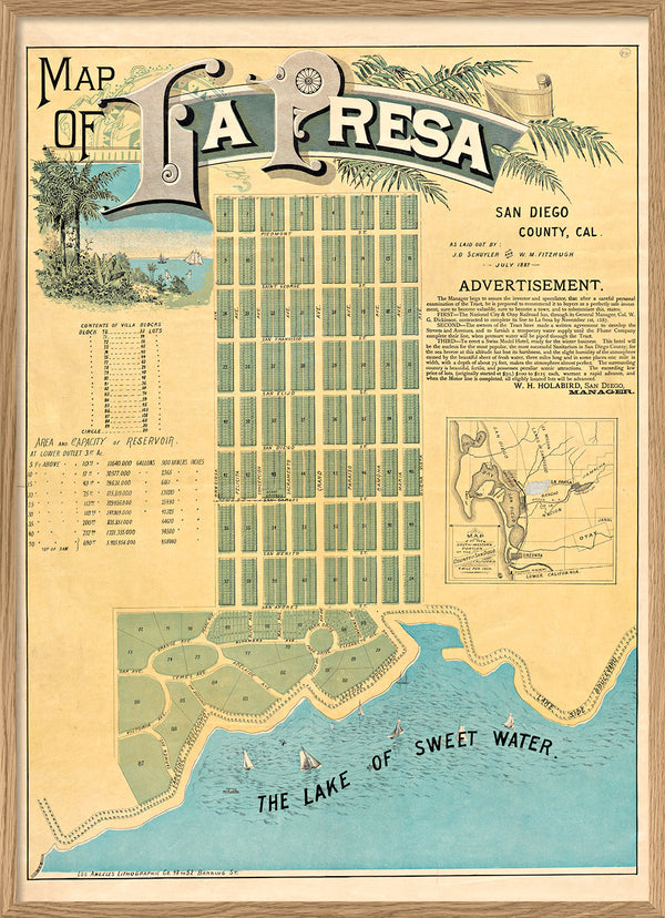 Vintage City Map of La Presa, San Diego County