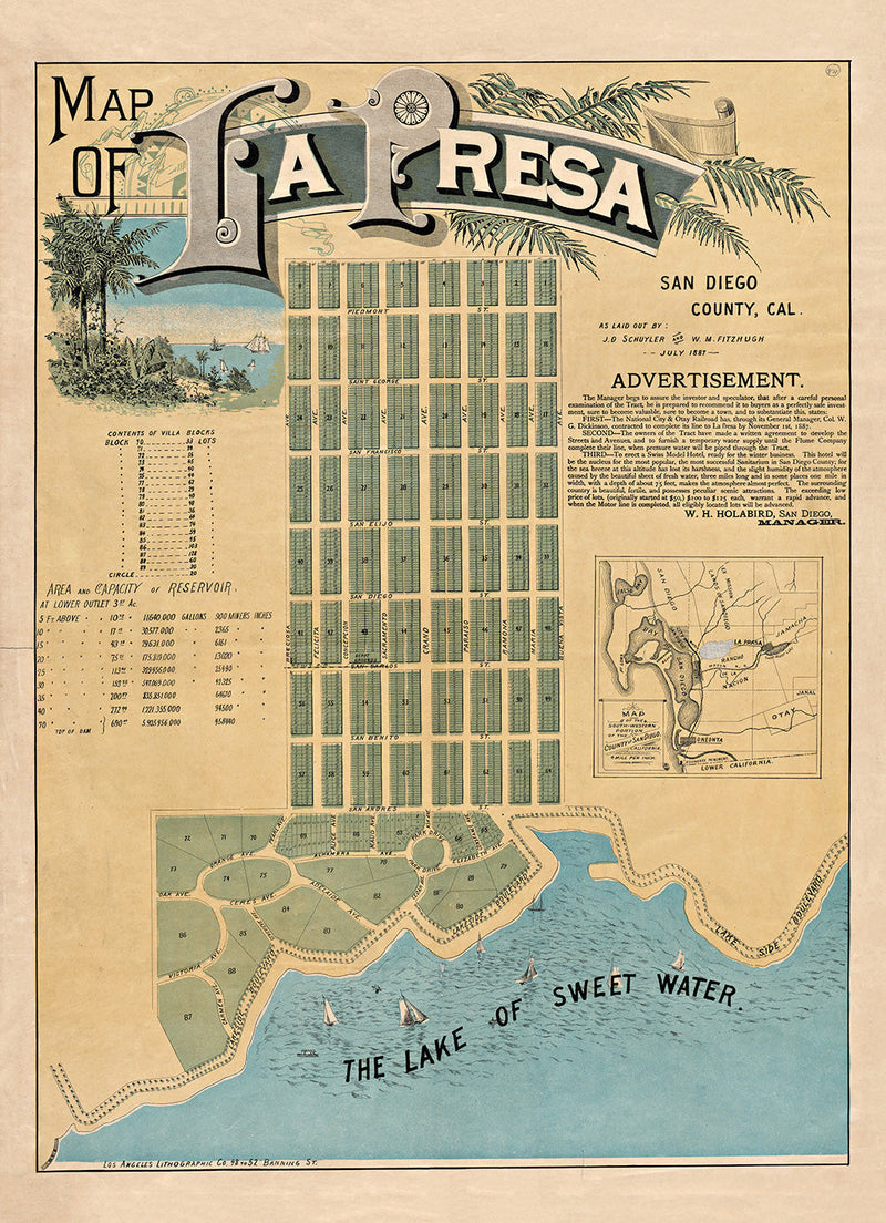 Vintage City Map of La Presa, San Diego County