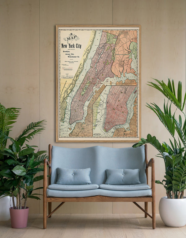 Vintage City Map of New York City 1892
