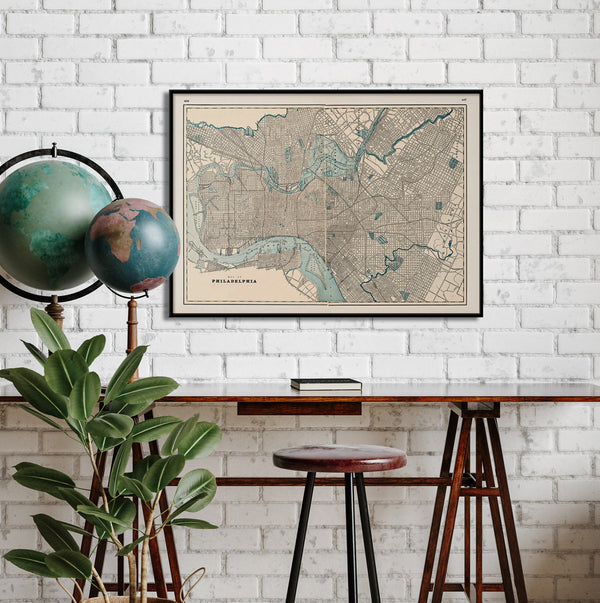 Vintage City Map of Philadelphia 1899