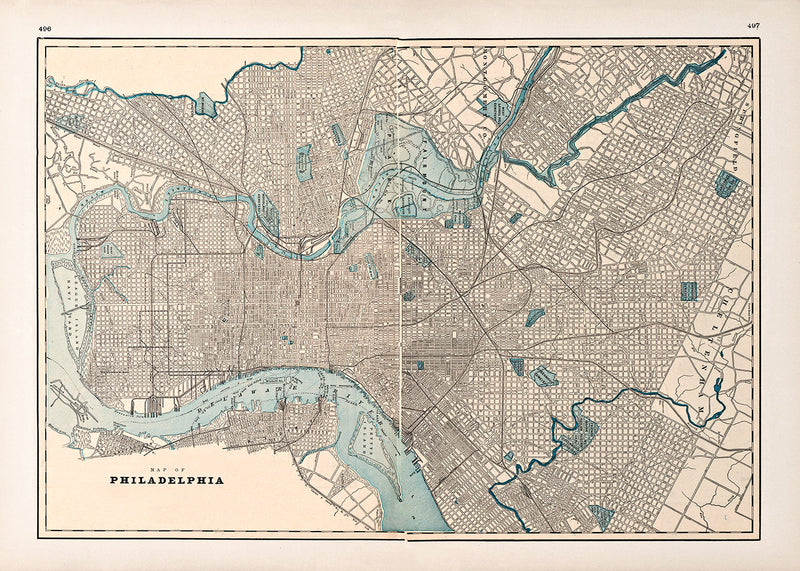 Vintage City Map of Philadelphia 1899