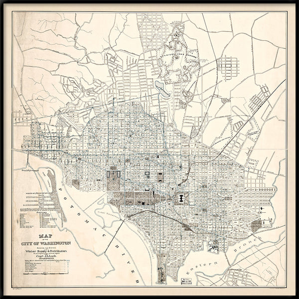 Vintage city map of Washington, DC