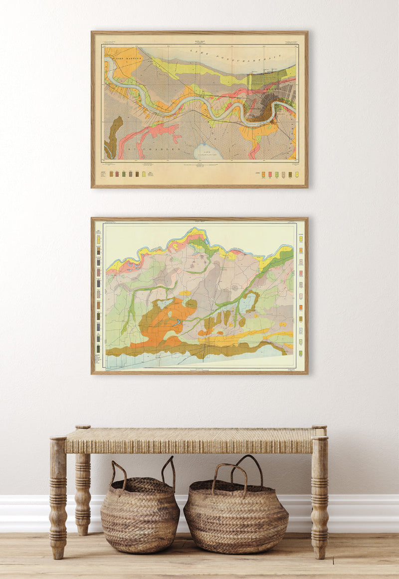 Vintage Geological map of New Orleans and the Mississippi