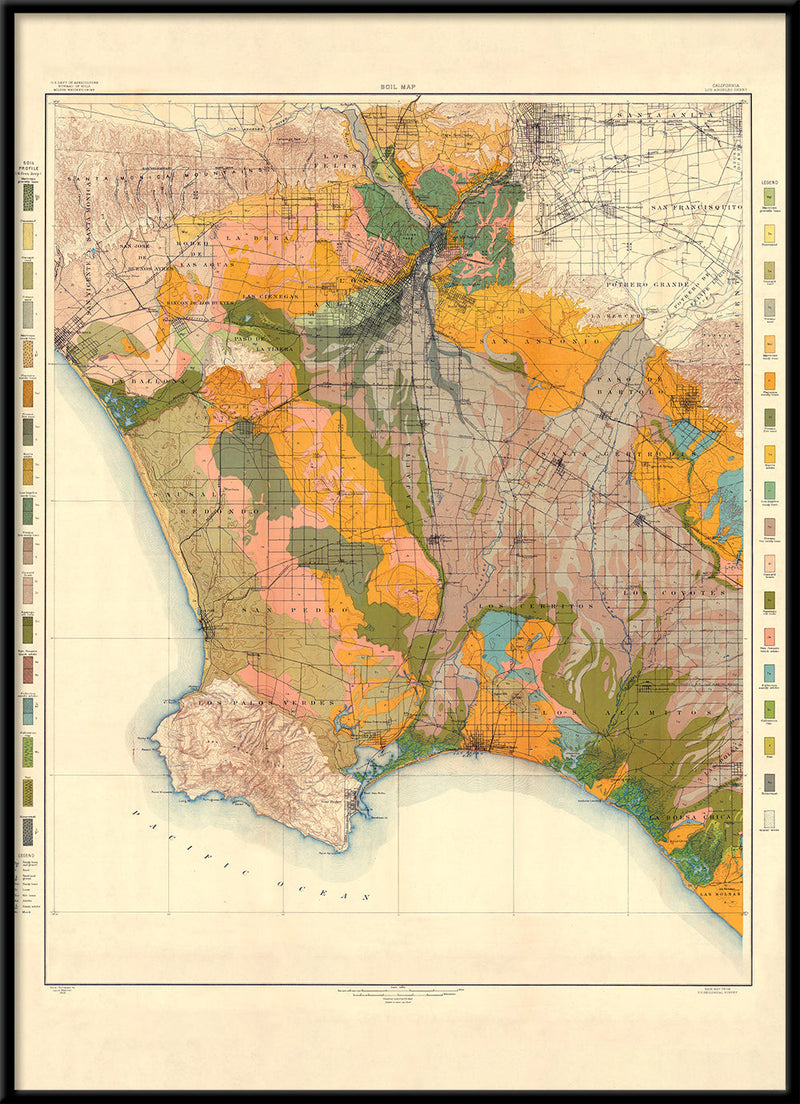 Vintage Geological map of Los Angeles, California