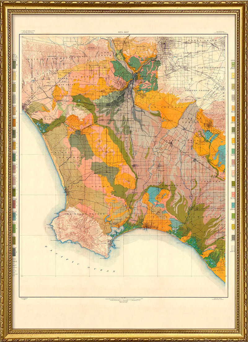 Vintage Geological map of Los Angeles, California