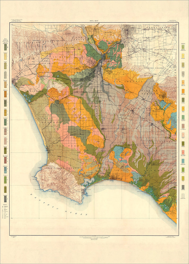 Vintage Geological map of Los Angeles, California