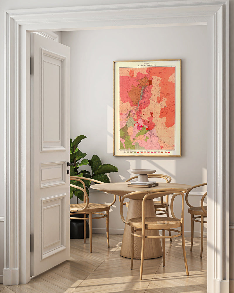 Vintage Geological map of Washoe Mining District, Nevada