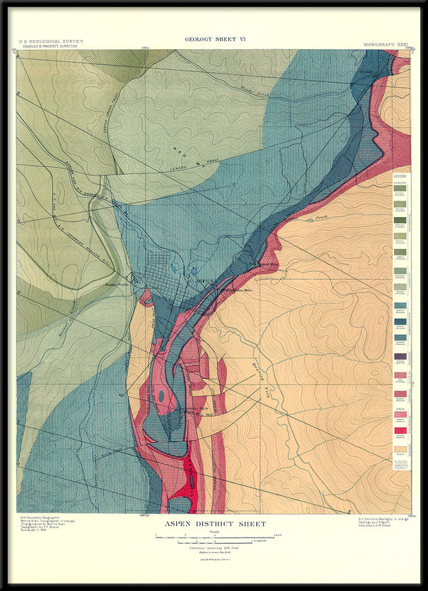 Vintage Geological map of Aspen, Colorado #2