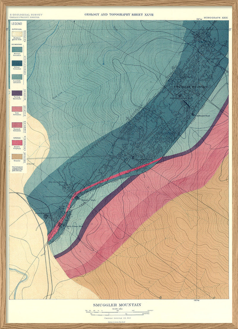Vintage Geological map of Smuggler Mountain