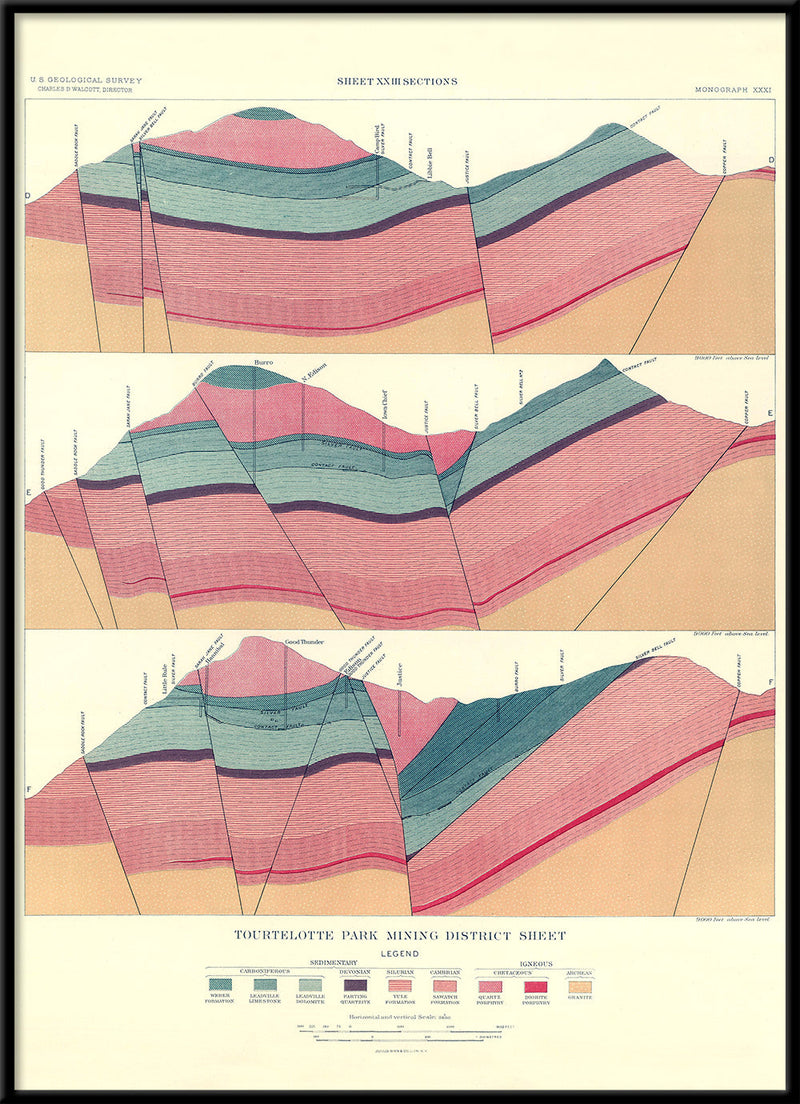 Vintage Geological map of Tourtelotte Park