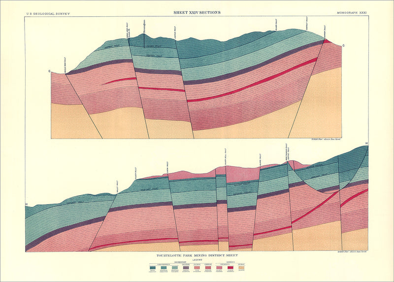 Vintage geological map of Tourtelotte Park #2