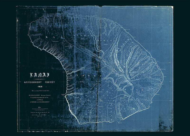 Vintage map of Lanai, Hawaii