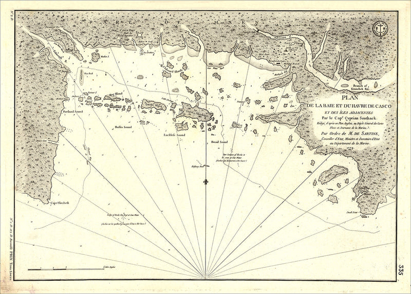 Vintage Nautical Chart of Casco Bay