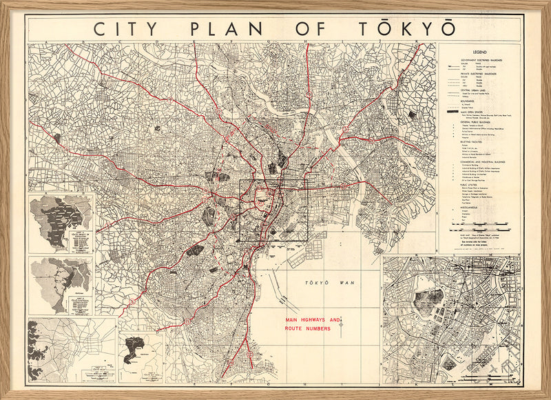 Vintage city map of Tokyo