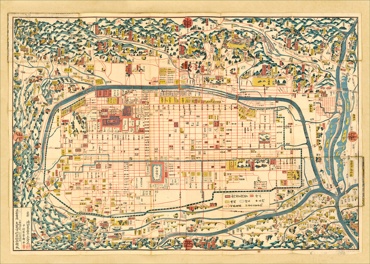 昭和　アンティーク　レトロ　絵　京都　寺社仏閣　神社　地図 昭和レトロ 昭和 レトロ 京都 観光地図 日本観光文化協会 - メルカリ