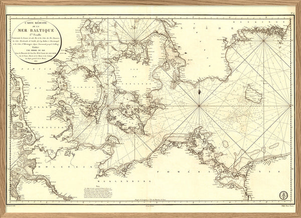 Carte Reduite De La Mer Baltique – Vintage Nautical Chart of Denmark and the Baltic Sea