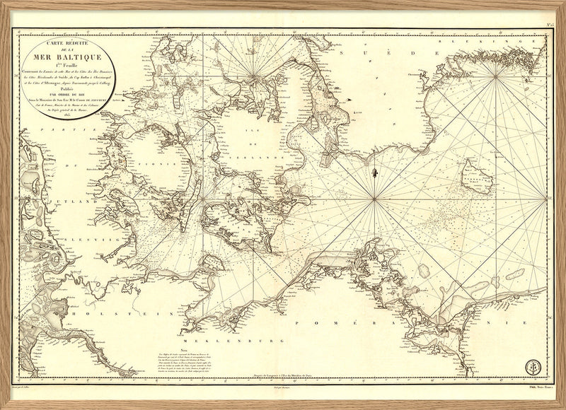 Carte Reduite De La Mer Baltique – Vintage Nautical Chart of Denmark and the Baltic Sea