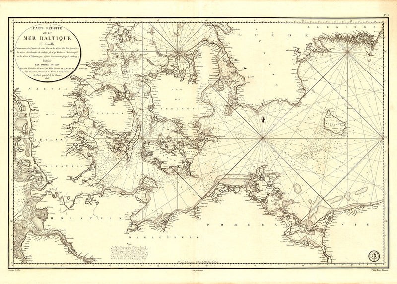 Carte Reduite De La Mer Baltique – Vintage Nautical Chart of Denmark and the Baltic Sea
