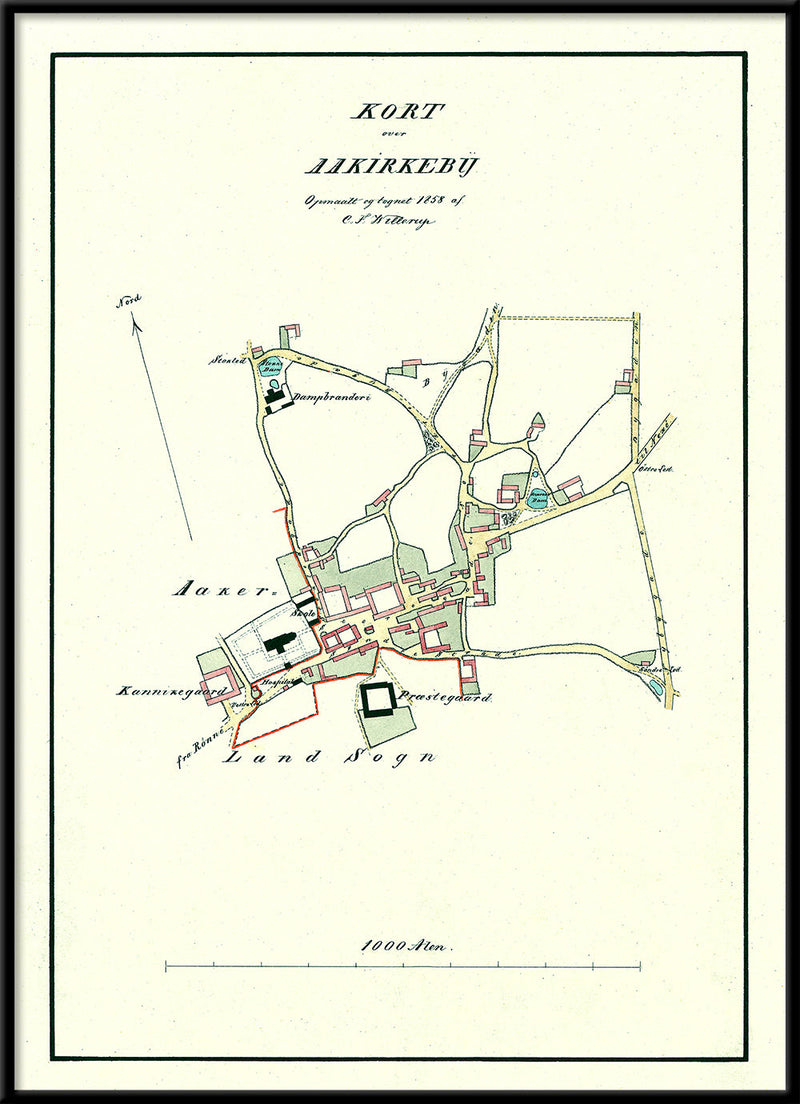 Vintage City Map of Aakirkeby, Bornholm