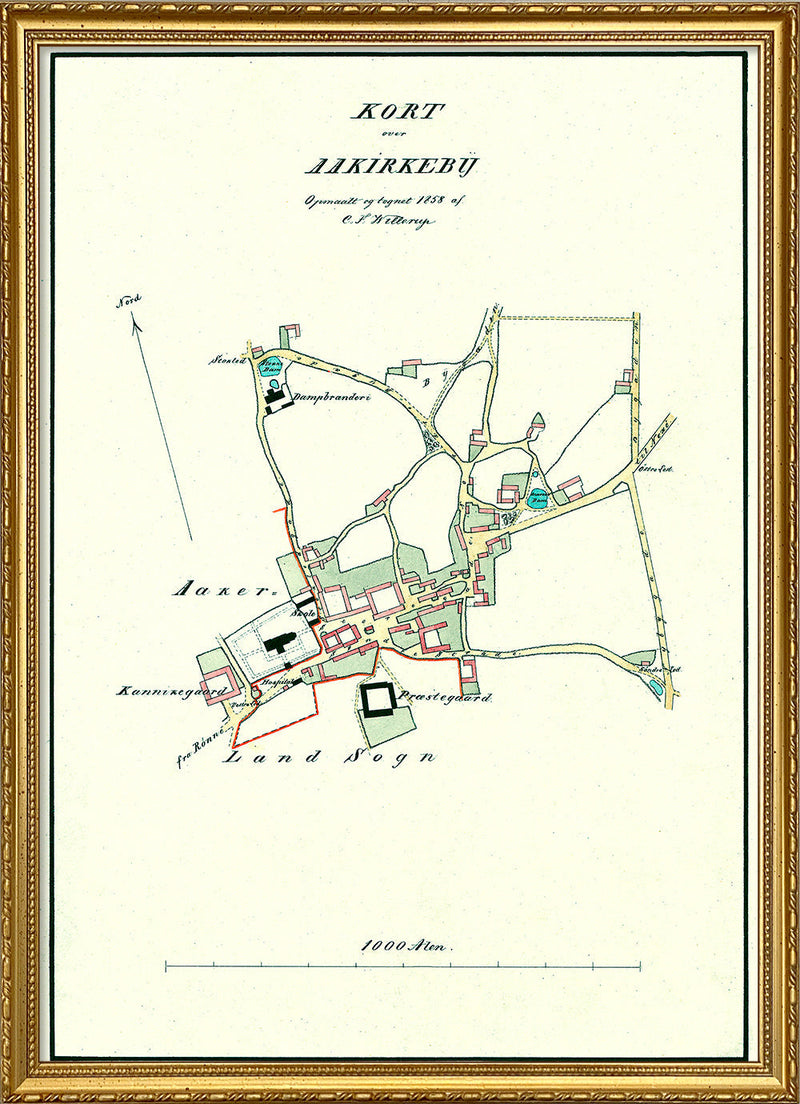 Vintage City Map of Aakirkeby, Bornholm