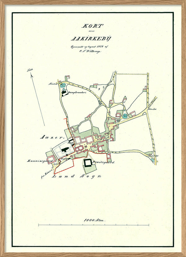 Vintage City Map of Aakirkeby, Bornholm