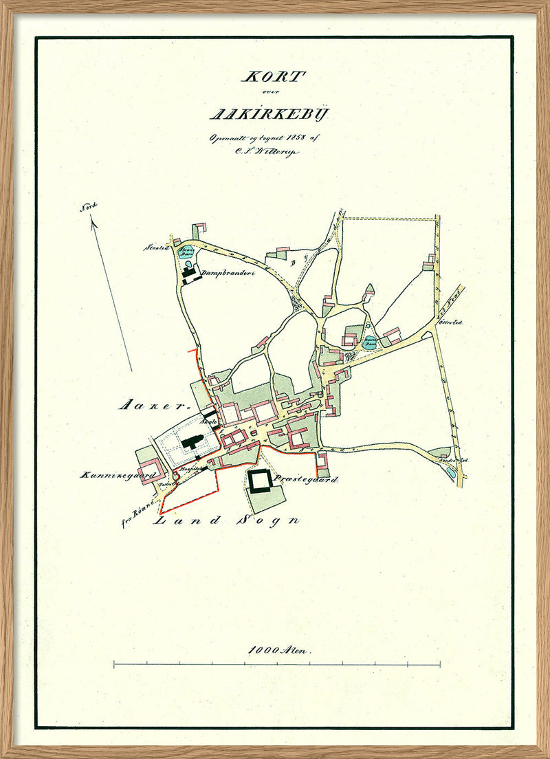 Vintage City Map of Aakirkeby, Bornholm