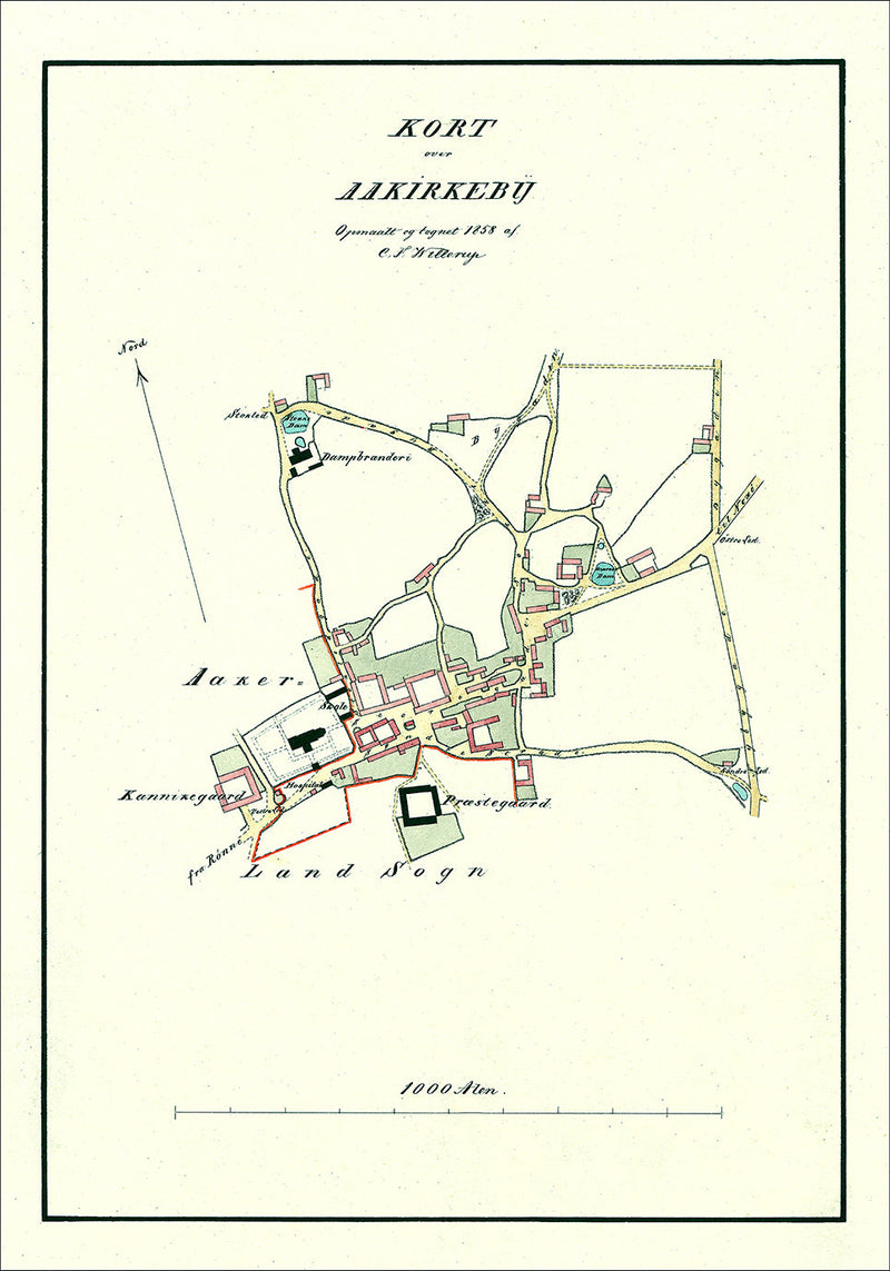 Vintage City Map of Aakirkeby, Bornholm