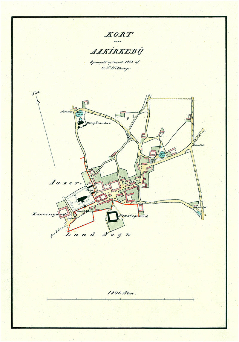 Vintage City Map of Aakirkeby, Bornholm