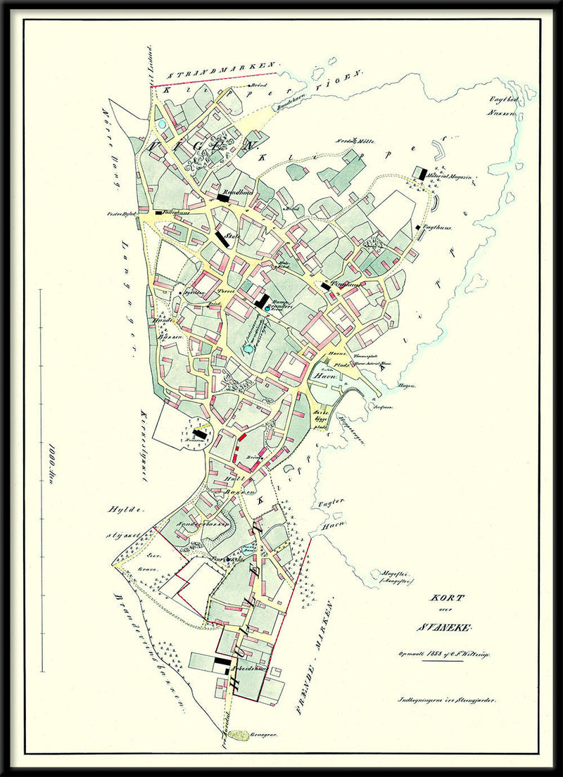 Vintage City Map of Svaneke, Bornholm