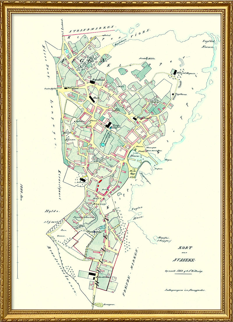 Vintage City Map of Svaneke, Bornholm