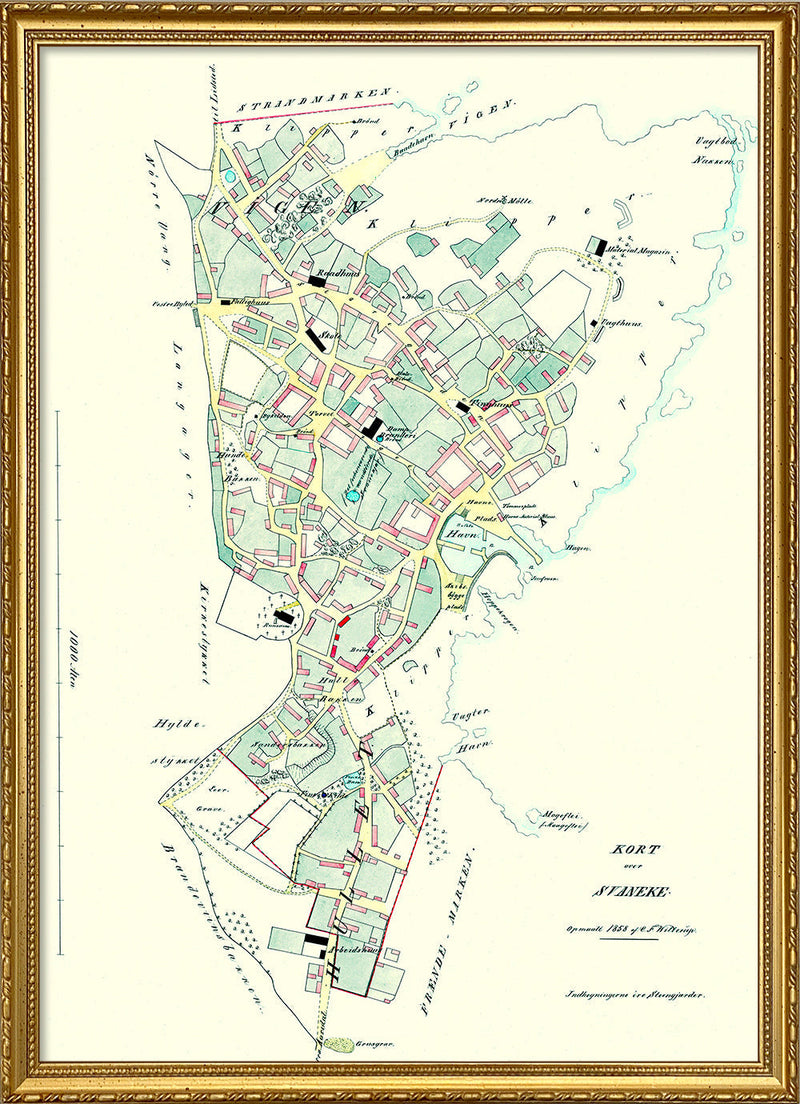 Vintage City Map of Svaneke, Bornholm