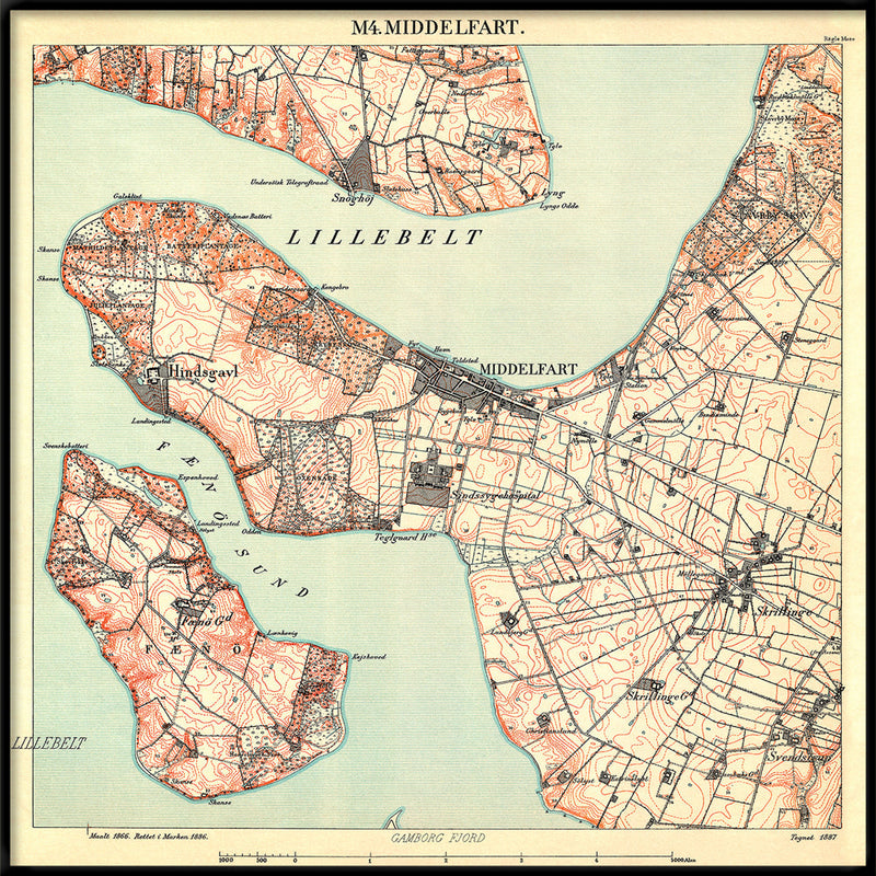 Vintage City Map of Middelfart, Denmark