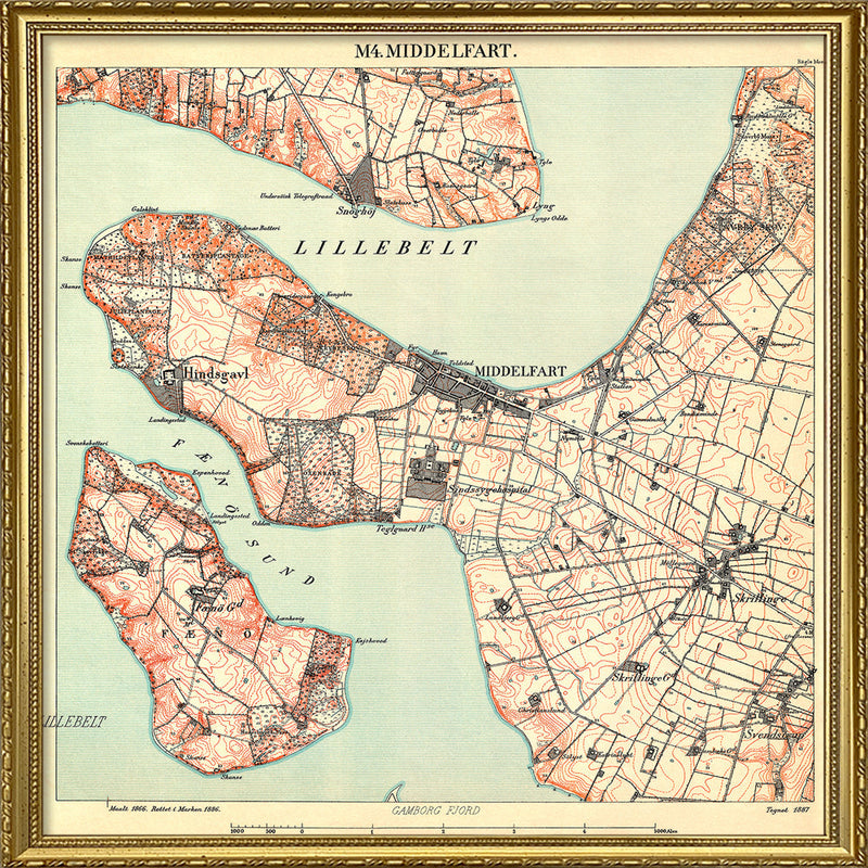 Vintage City Map of Middelfart, Denmark