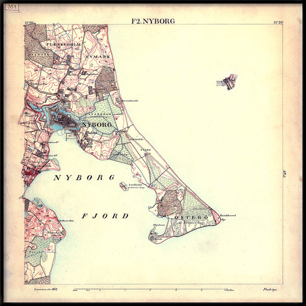 Vintage City Map of Nyborg, Denmark