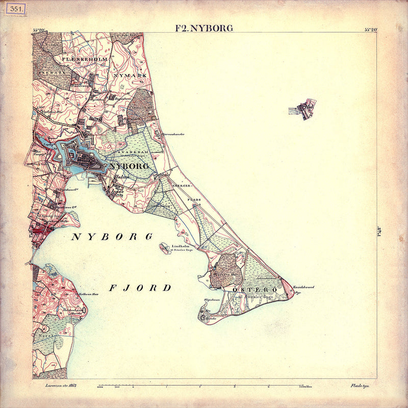 Vintage City Map of Nyborg, Denmark