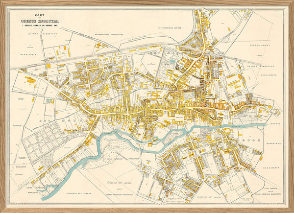 Vintage City Map of Odense, Denmark
