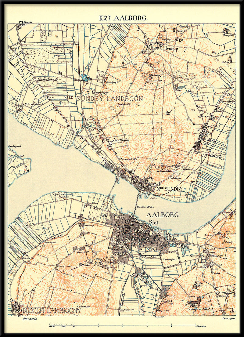 Vintage City Map of Aalborg, Denmark